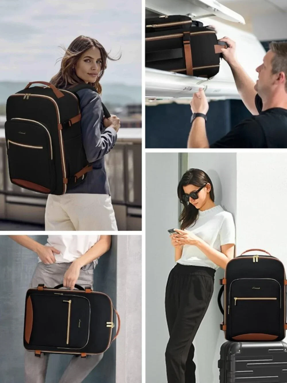 Versatile 40L Travel Backpack, Airline Approved Carry-On, Waterproof, Fits 17